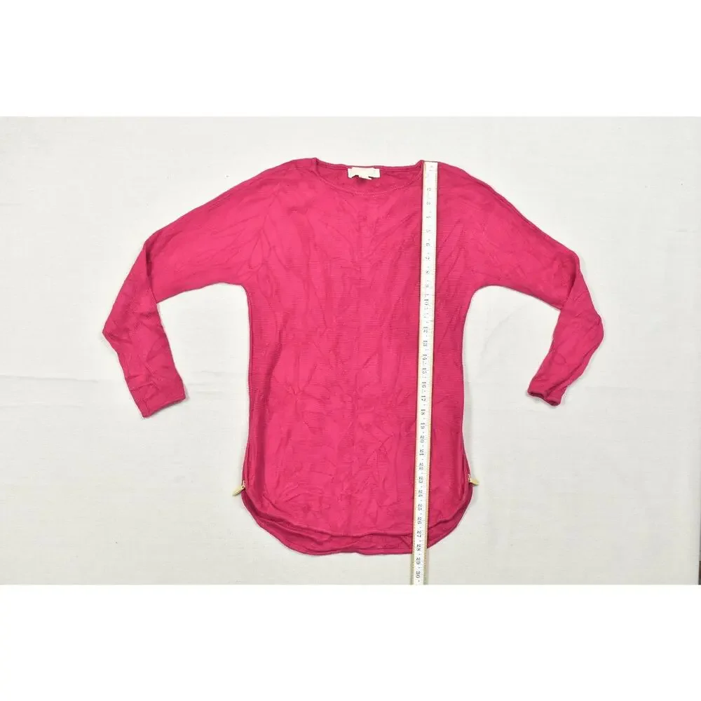 Michael Kors Pink Long Sleeve Cotton Blend Side Zip Pullover Sweater Womens Smal
